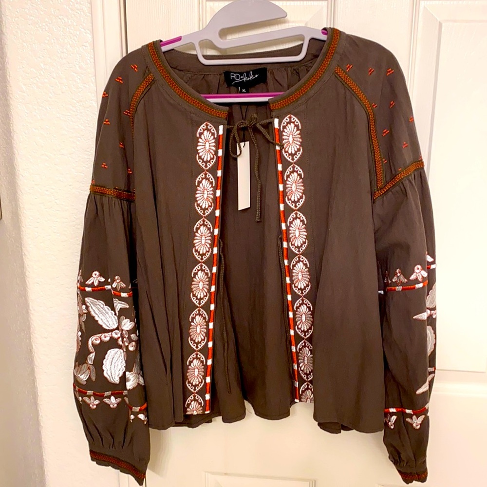 Vintage Embroidered Boho Jacket Hippie Western Bikercore Blokcore Vacation